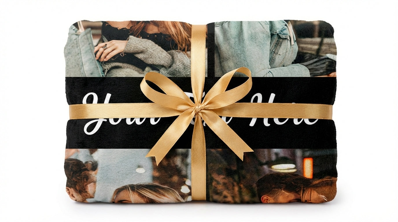 Miłosny koc - z personalizowanymi 4 zdjęciami i napisem