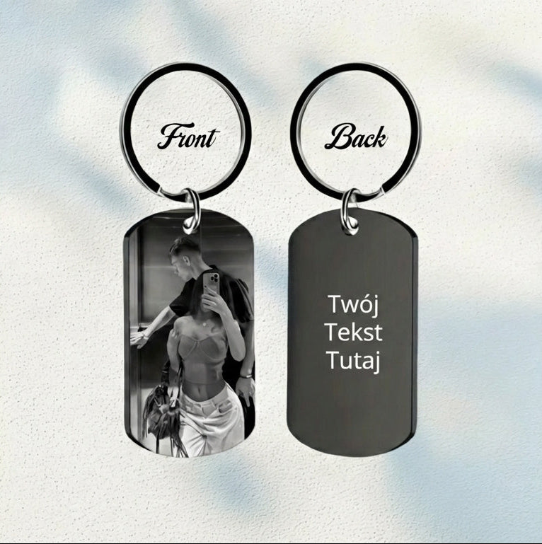 Brelok do kluczy z własnym zdjęciem i spersonalizowanym tekstem